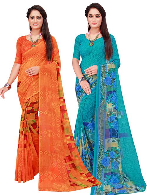 pack of 2 printed sarees - 18500776 - Very Small Image - 1