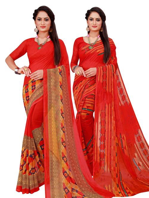 pack of 2 printed sarees - 18500782 - Very Small Image - 1