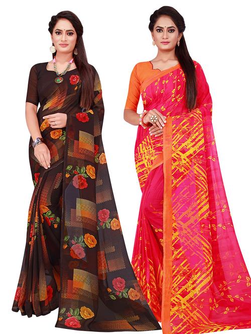 pack of 2 printed saree - 18500961 - Very Small Image - 1