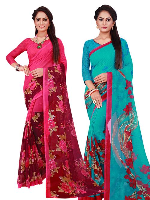 pack of 2 printed saree - 18501131 - Very Small Image - 1
