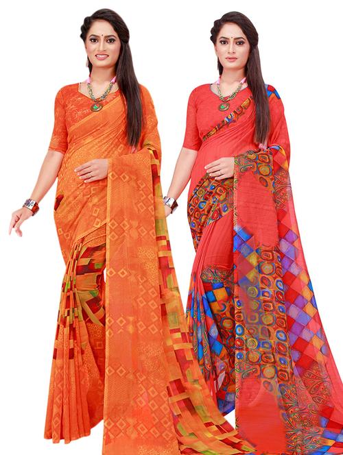 pack of 2 printed saree - 18501226 - Very Small Image - 1