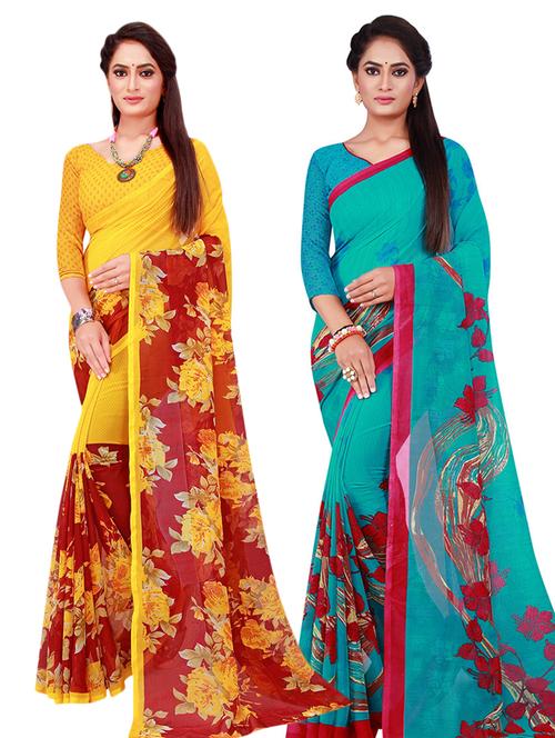 pack of 2 printed saree - 18501245 - Very Small Image - 1
