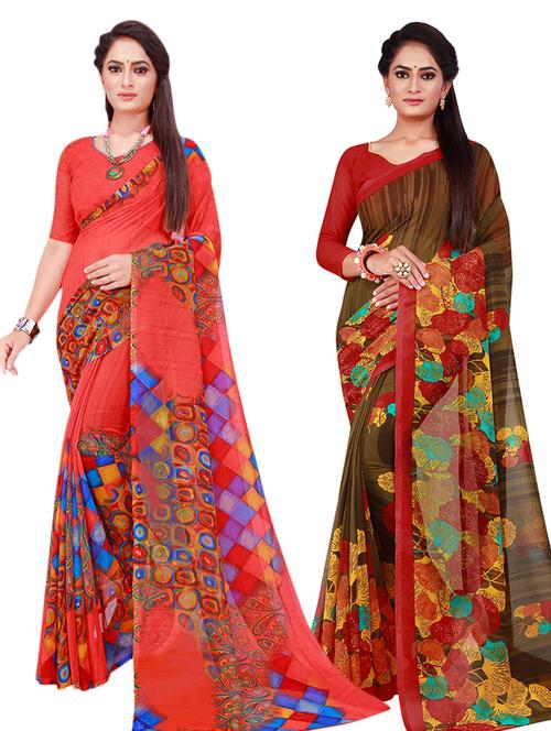 pack of 2 printed saree - 18501280 - Very Small Image - 1