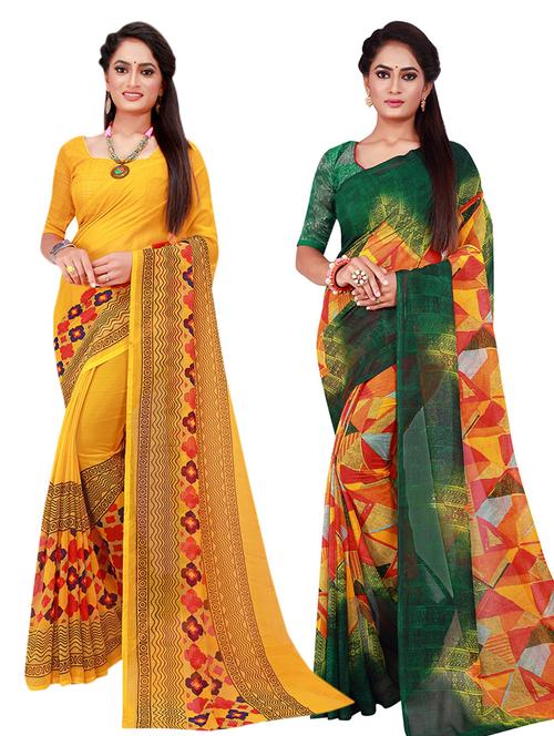 pack of 2 printed saree - 18501314 - Very Small Image - 1