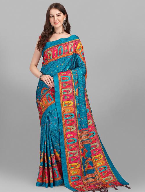 conversational printed paithani saree with blouse - 18501443 - Very Small Image - 1
