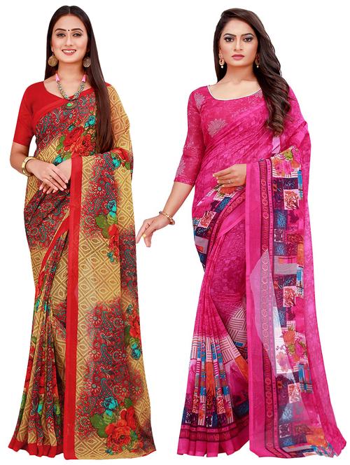 pack of 2 printed sarees - 18501478 - Very Small Image - 1
