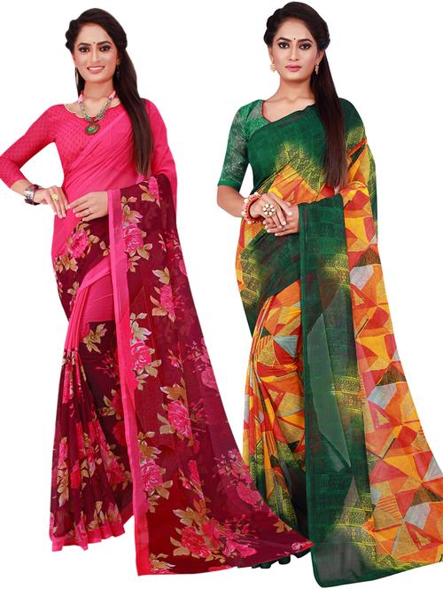 pack of 2 printed sarees - 18501547 - Very Small Image - 1