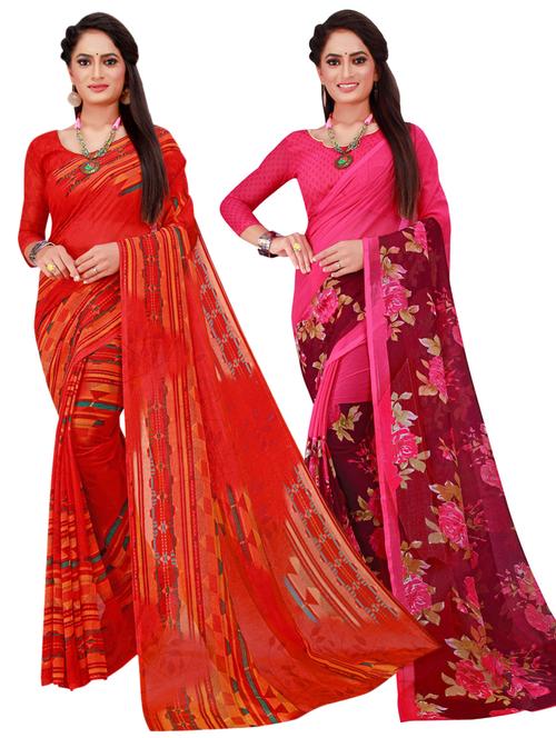 pack of 2 printed sarees - 18501549 - Very Small Image - 1