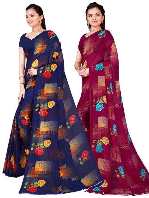 women's saree combo with blouse - 18501590 - Very Small Image - 1