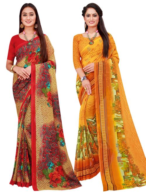 pack of 2 printed sarees - 18501636 - Very Small Image - 1