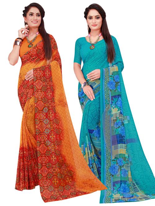 pack of 2 printed sarees - 18501645 - Very Small Image - 1