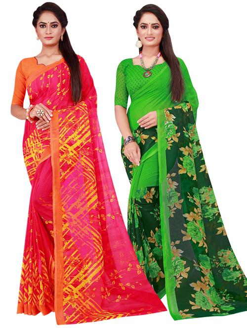 pack of 2 printed sarees - 18501659 - Very Small Image - 1