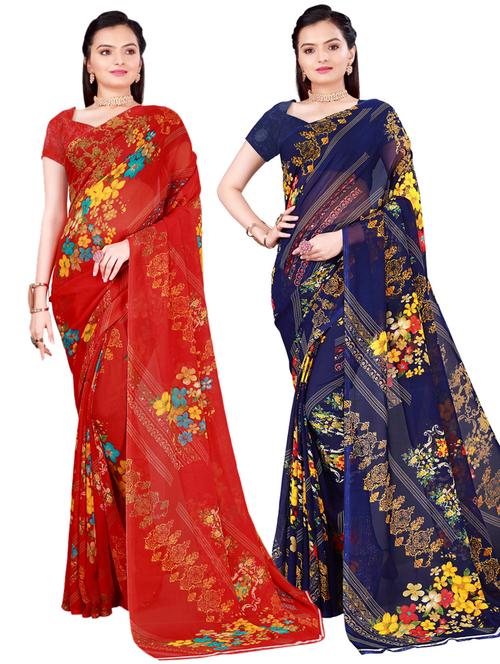 women's saree combo with blouse - 18501670 - Very Small Image - 1