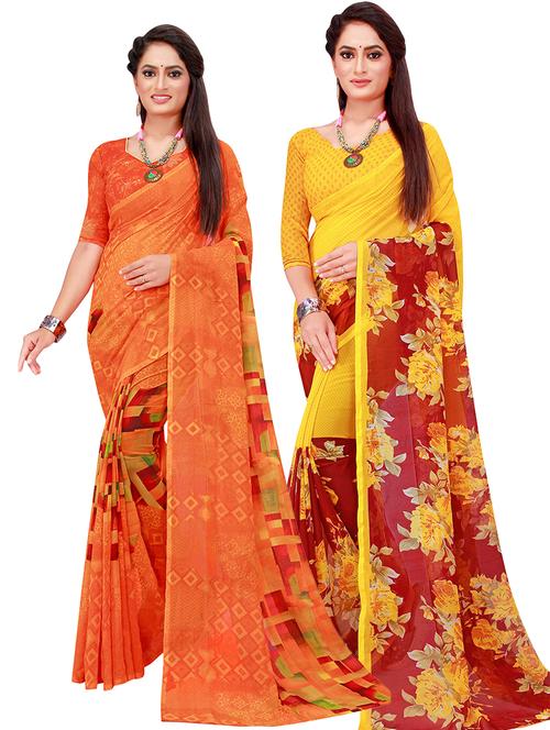 pack of 2 printed sarees - 18501693 - Very Small Image - 1