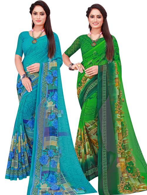 women's saree combo with blouse - 18501749 - Very Small Image - 1