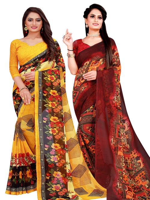 pack of 2 printed sarees - 18501761 - Very Small Image - 1