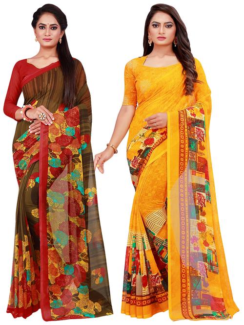 pack of 2 printed sarees - 18501841 - Very Small Image - 1