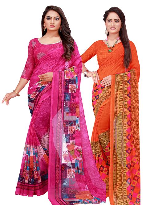 women's saree combo with blouse - 18502130 - Very Small Image - 1