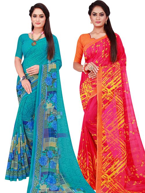 pack of 2 printed sarees - 18502158 - Very Small Image - 1