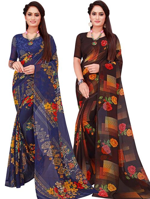 women's saree combo with blouse - 18502169 - Very Small Image - 1