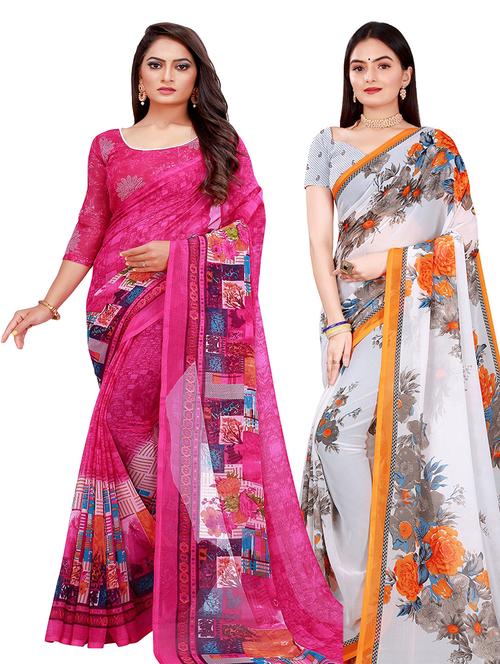 women's saree combo with blouse - 18502180 - Very Small Image - 1