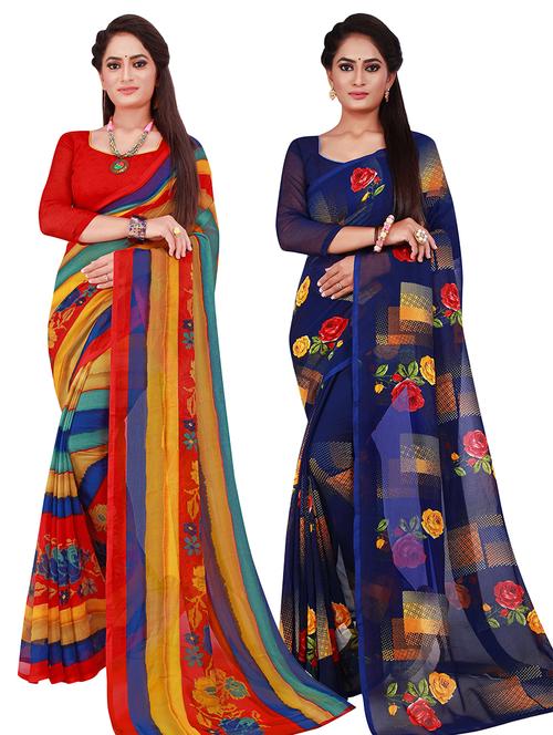 women's saree combo with blouse - 18502185 - Very Small Image - 1