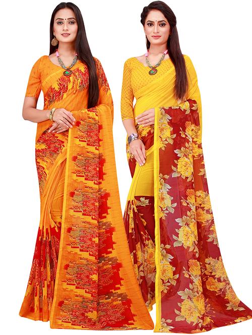 pack of 2 printed sarees - 18502189 - Very Small Image - 1