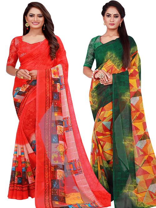 pack of 2 printed sarees - 18502251 - Very Small Image - 1