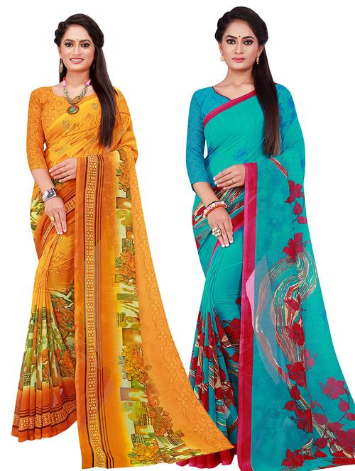 pack of 2 printed sarees - 18502272 - Very Small Image - 1