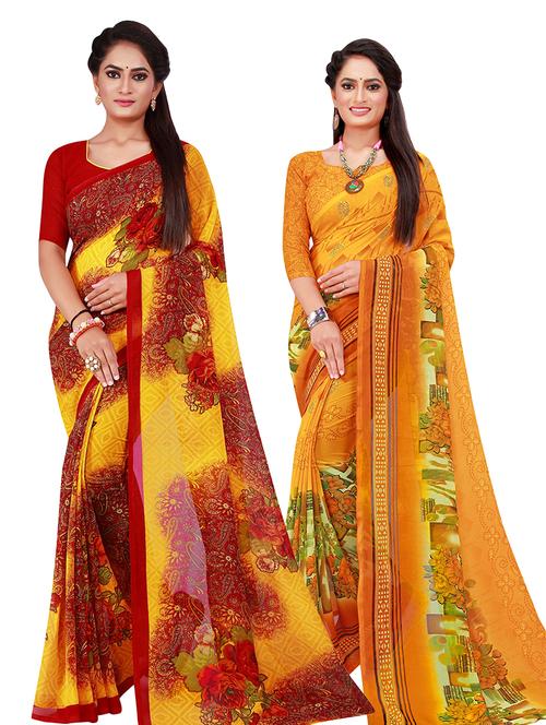 pack of 2 printed sarees - 18502292 - Very Small Image - 1