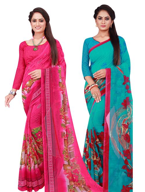 pack of 2 printed sarees - 18502293 - Very Small Image - 1