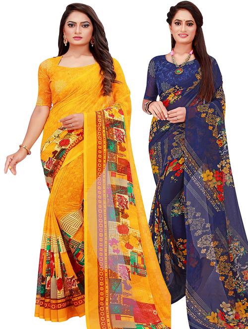 women's saree combo with blouse - 18502326 - Very Small Image - 1