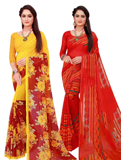 pack of 2 printed sarees - 18502340 - Very Small Image - 1
