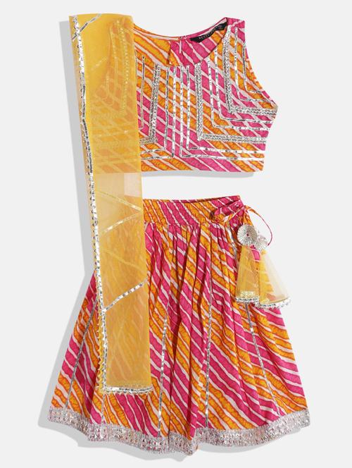 girls gota work lehenga choli set - 18502384 - Very Small Image - 1
