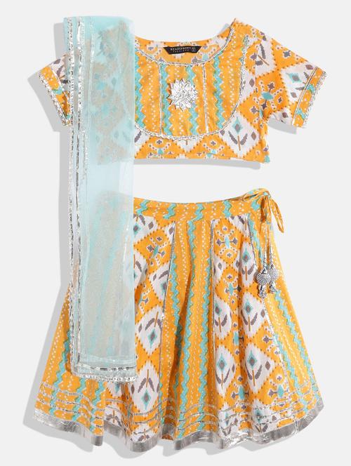 girls yellow gota work lehenga choli set - 18502387 - Very Small Image - 1