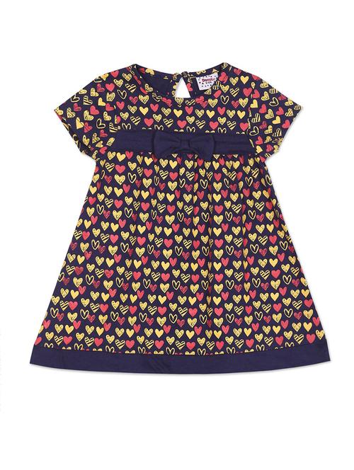 girls navy blue printed frock - 18502774 - Very Small Image - 1