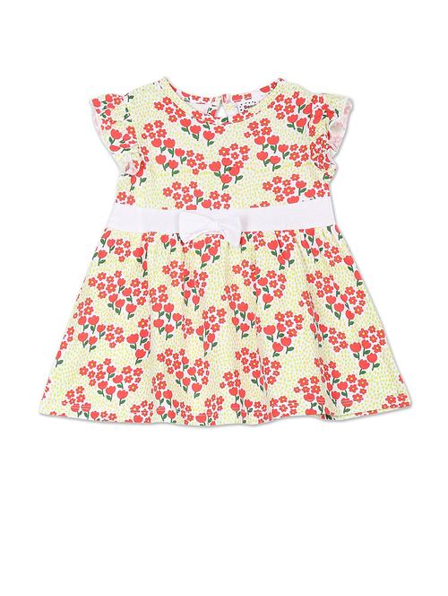 girls white printed frock - 18502783 - Very Small Image - 1