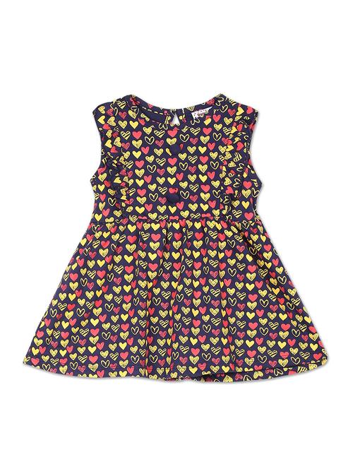 girls navy blue printed frock - 18502795 - Very Small Image - 1