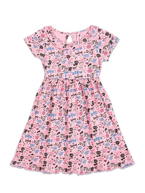 girls pink printed frock - 18502809 - Very Small Image - 1