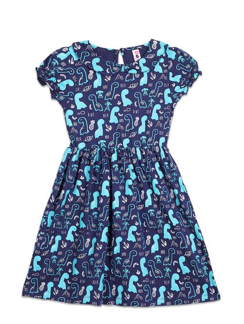 girls navy blue printed frock - 18502819 - Very Small Image - 1