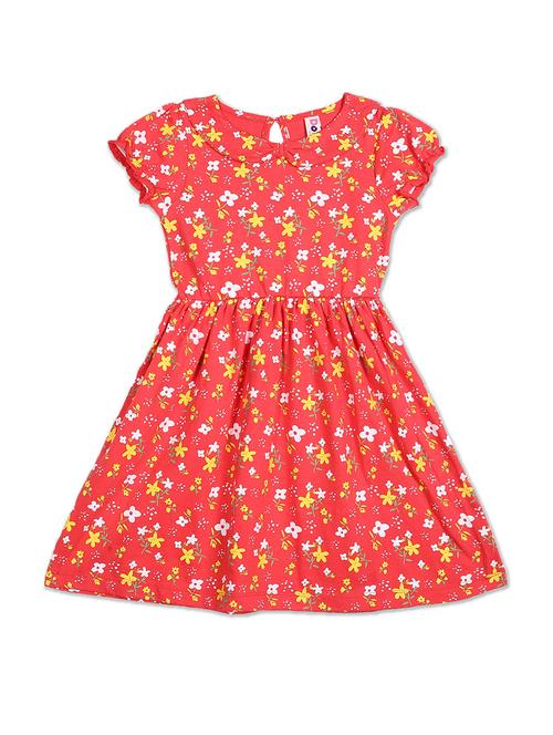 girls red floral frock - 18502821 - Very Small Image - 1