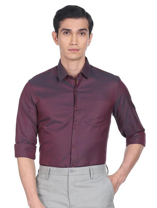 maroon solid formal shirt - 18502998 - Very Small Image - 1