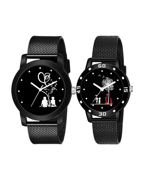 men watch 182 couple printed black matt case with women watch 3034 two kinds and white tree in black dial numeric case - 18503444 - Very Small Image - 1