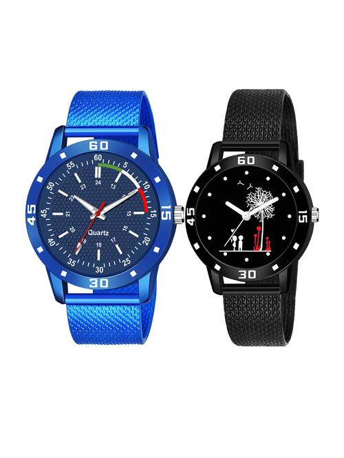 men watch 530 tricolour blue dial numeric case with women watch 3034 two kinds and white tree in black dial numeric case - 18503531 - Very Small Image - 1