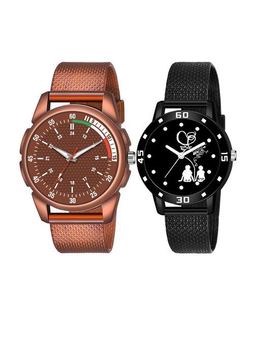 men watch 1246 tricolour brown dial unique case with women watch 3038 sitting couple in black dial numeric case - 18503537 - Very Small Image - 1