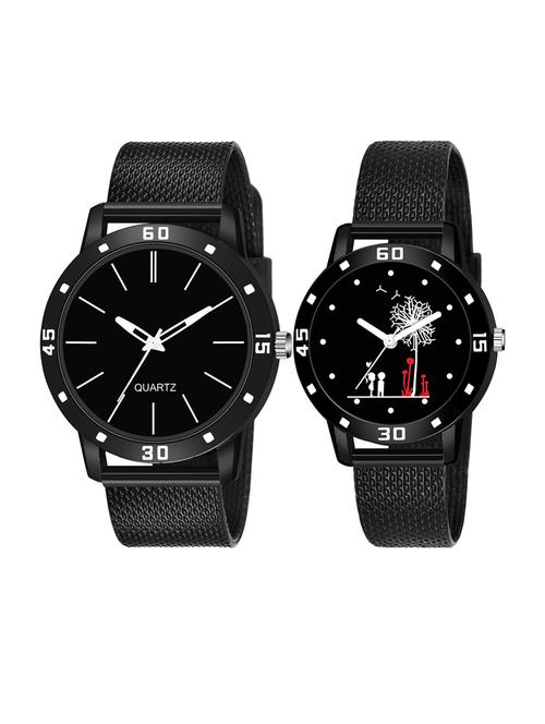 men watch 567 unique white line black numeric case with women watch 3034 two kinds and white tree in black dial numeric case - 18503574 - Very Small Image - 1