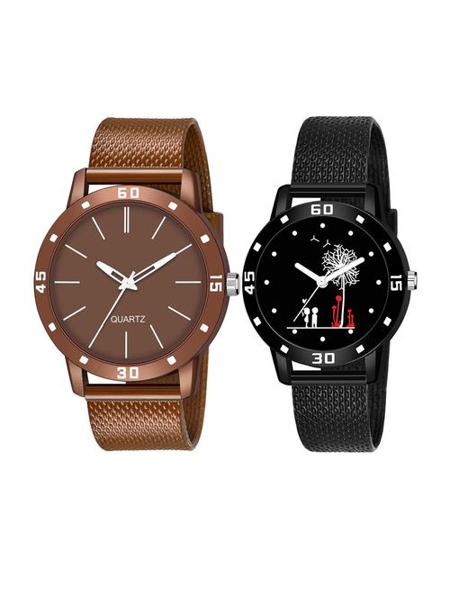 men watch 569 unique white line brown numeric case with women watch 3034 two kinds and white tree in black dial numeric case - 18503580 - Very Small Image - 1