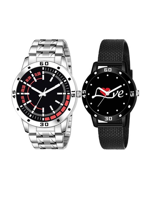 men watch 26 black dial with brown design steel with women watch 3037 white love printed black dial numeric case - 18503598 - Very Small Image - 1