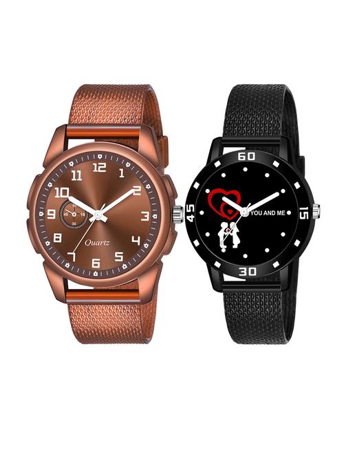 men watch 1236 famous brown dial unique case with women watch 3036 white you and me couple in black dial numeric case - 18503602 - Very Small Image - 1