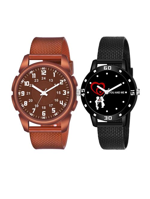 men watch 1239 unique white unique brown unique case with women watch 3036 white you and me couple in black dial numeric case - 18503611 - Very Small Image - 1